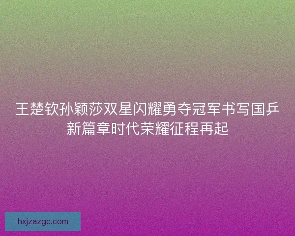 王楚钦孙颖莎双星闪耀勇夺冠军书写国乒新篇章时代荣耀征程再起