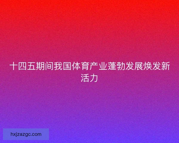 十四五期间我国体育产业蓬勃发展焕发新活力